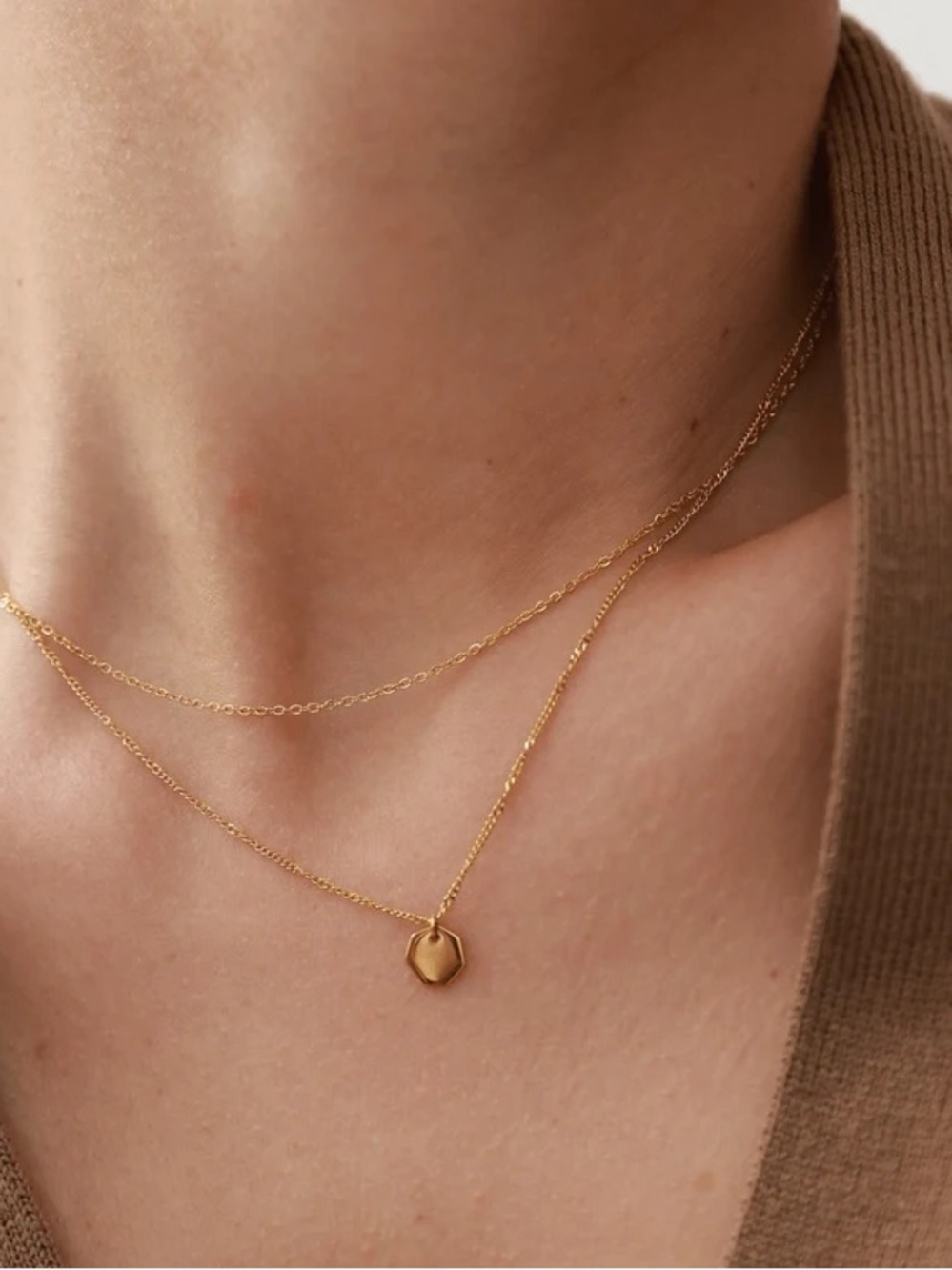 18K Gold Plated Pendant Layered Necklace